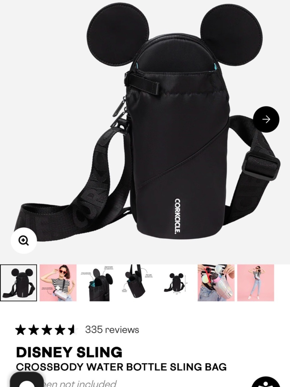 Corkcicle Black Mickey Ear Bottle Sling